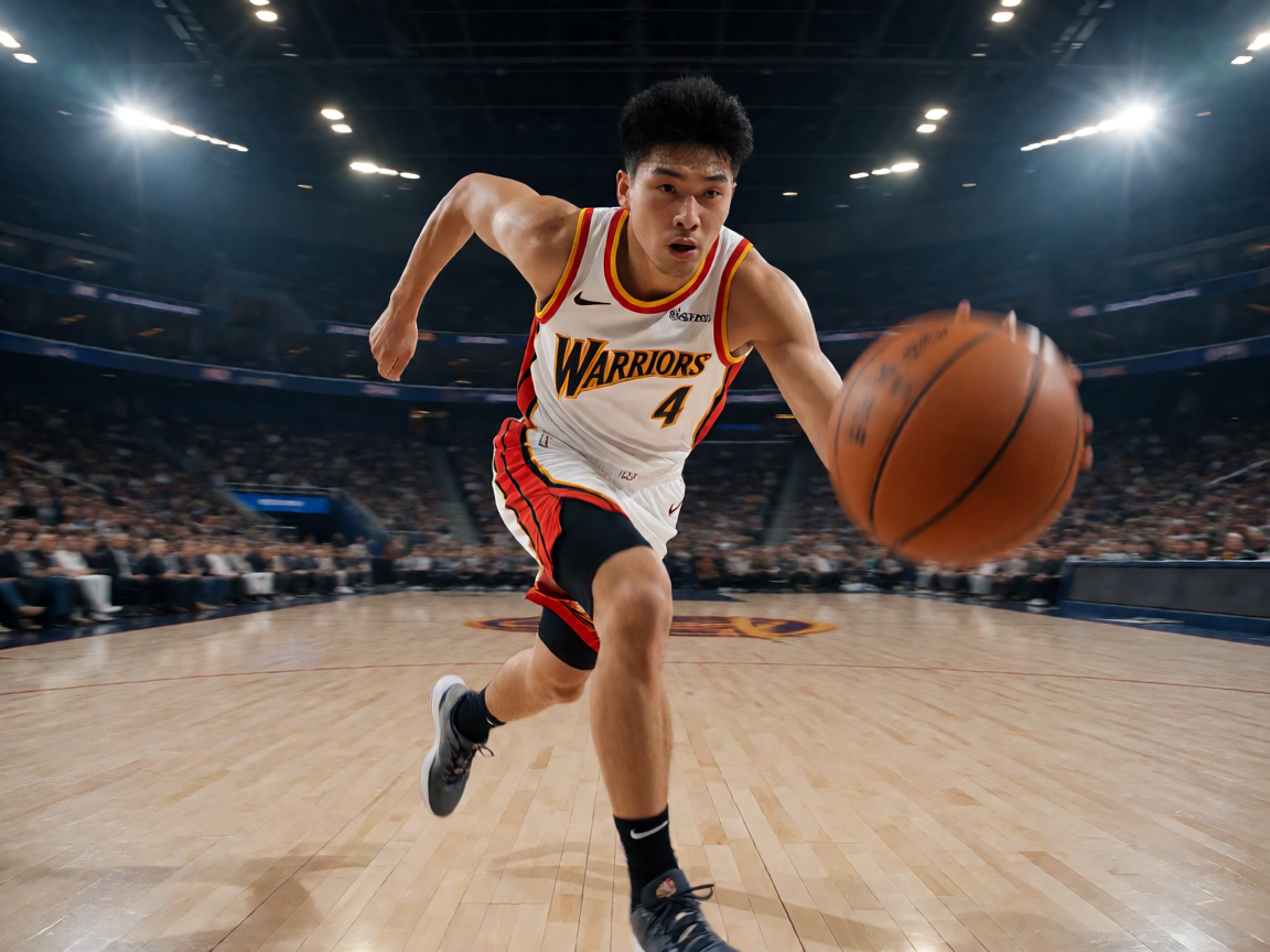 NBA赛场，球员进行快攻